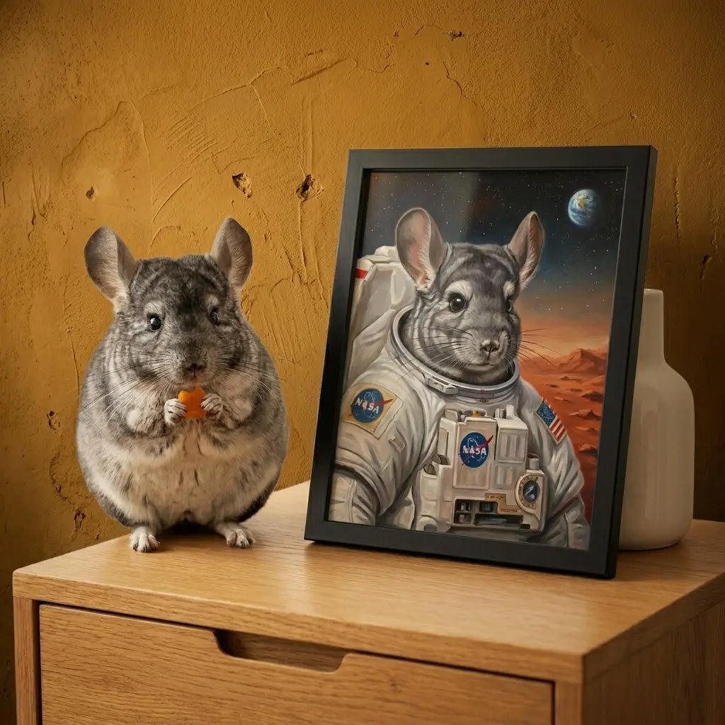 astronaut cat portrait custom pet oil painting cat personalized gift alt1