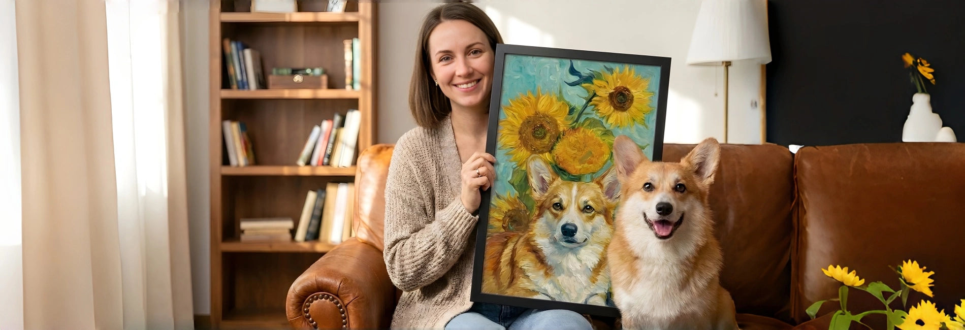 A Mellow & Paw custom pet portrait — a pet painted into a world-famous masterpiece