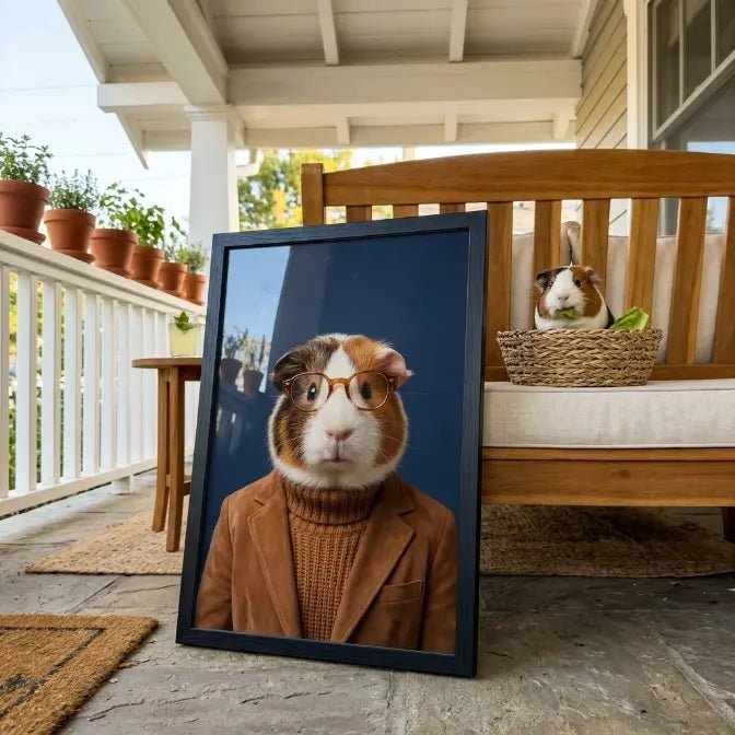 custom pet portrait brown knit sweater cozy knit portrait guinea pig canvas art — view 4