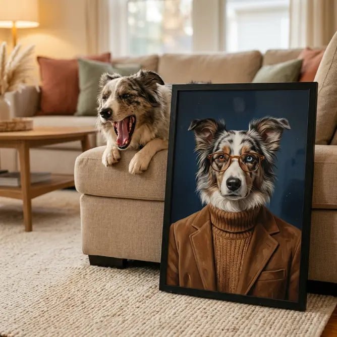 custom pet portrait brown knit sweater cozy knit portrait pet canvas art alt1111 — view 5