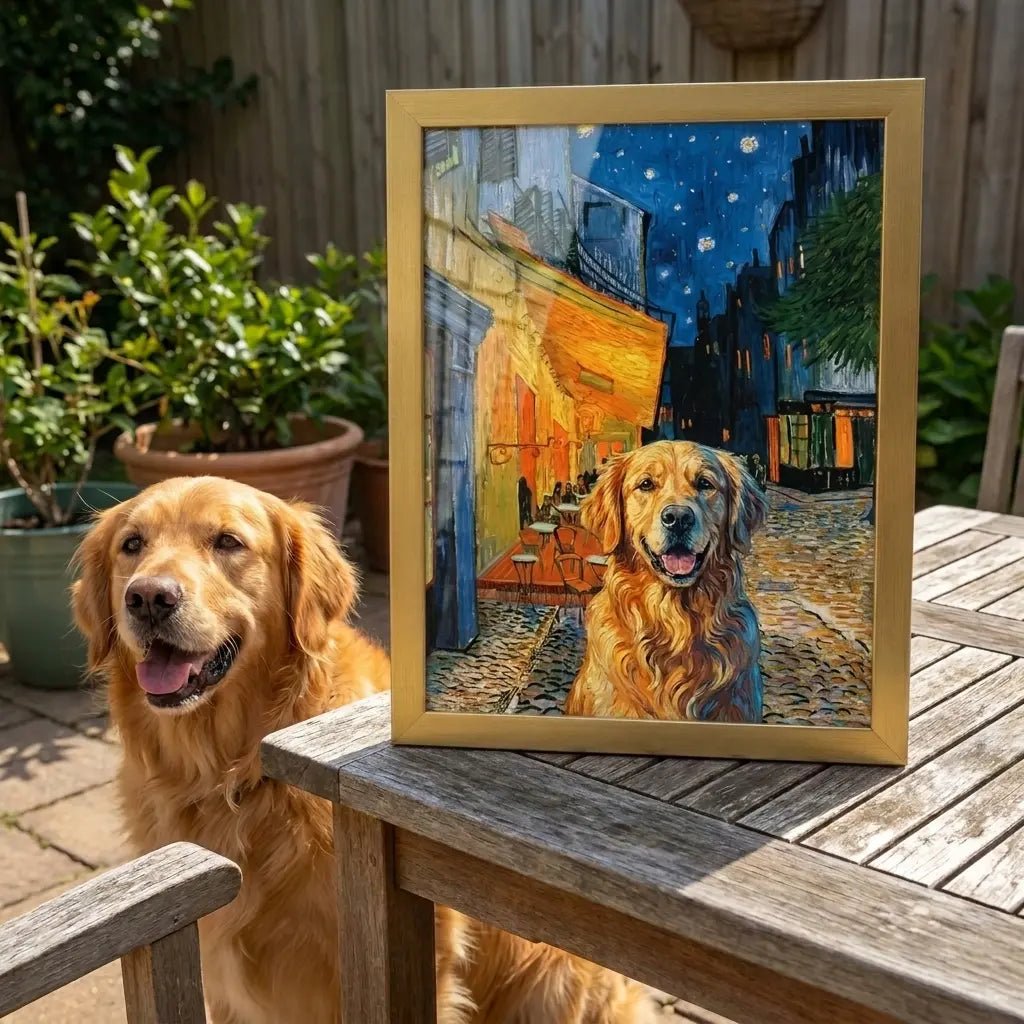 custom pet portrait cafe terrace at night vintage cafe pet pet canvas art alt202607111720 — view 2