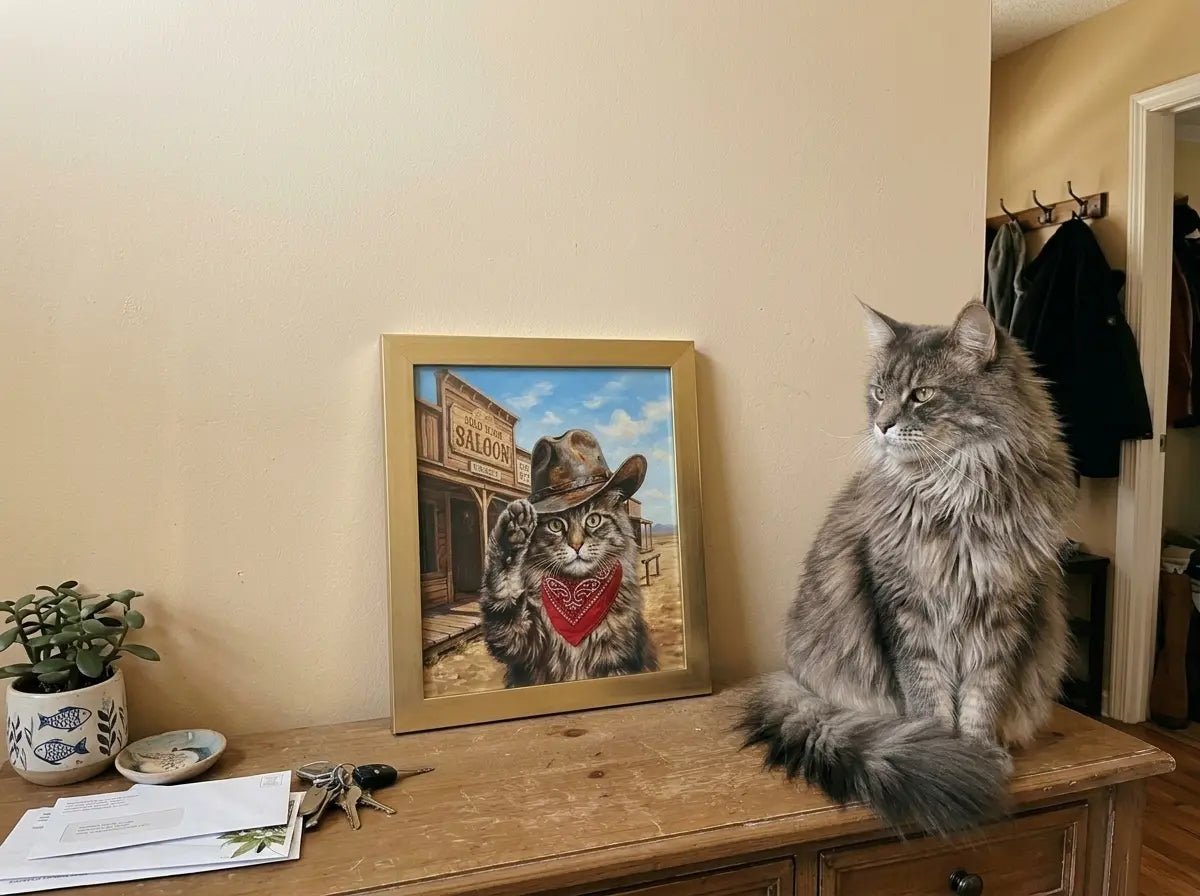 custom pet portrait cowboy patriot red bandana cowboy cat canvas art alt202607031853