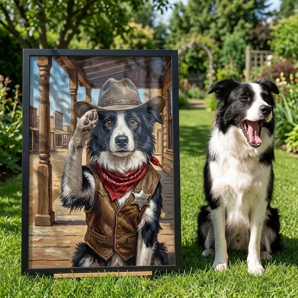 custom pet portrait cowboy patriot red bandana cowboy dog canvas art alt202607031741