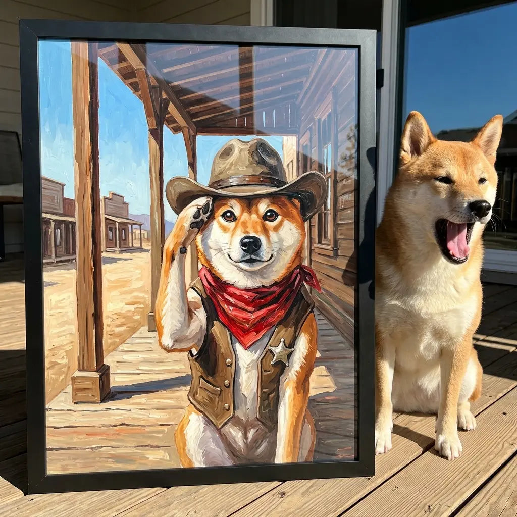 custom pet portrait cowboy patriot red bandana cowboy pet canvas art alt202607031743 — view 4