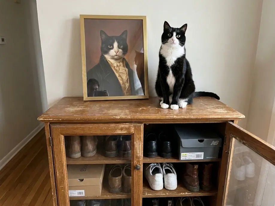 custom pet portrait george washington founding father portrait cow pattern dog canvas art