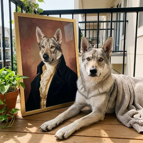 custom pet portrait george washington founding father portrait czechoslovakian wolfdog canvas art