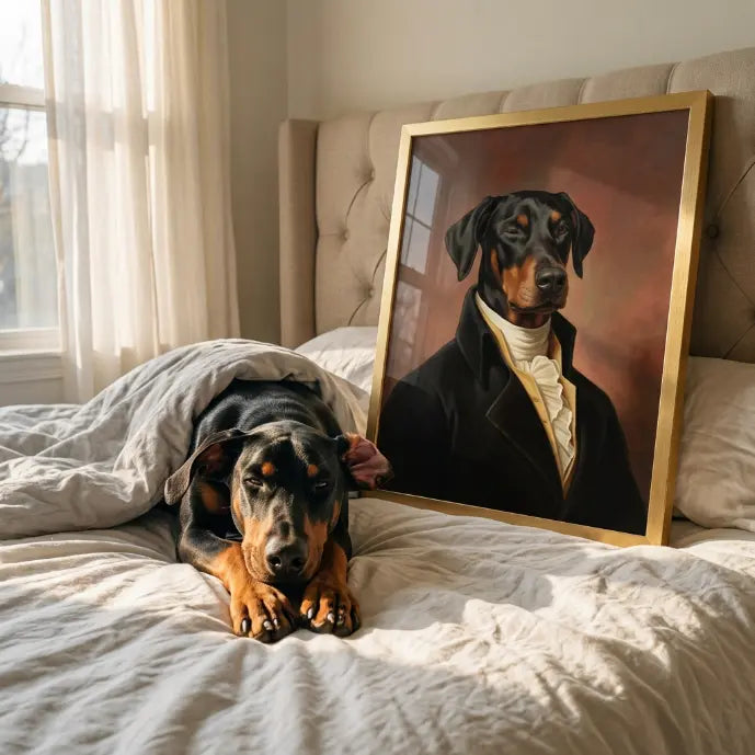 custom pet portrait george washington founding father portrait doberman canvas art — view 3
