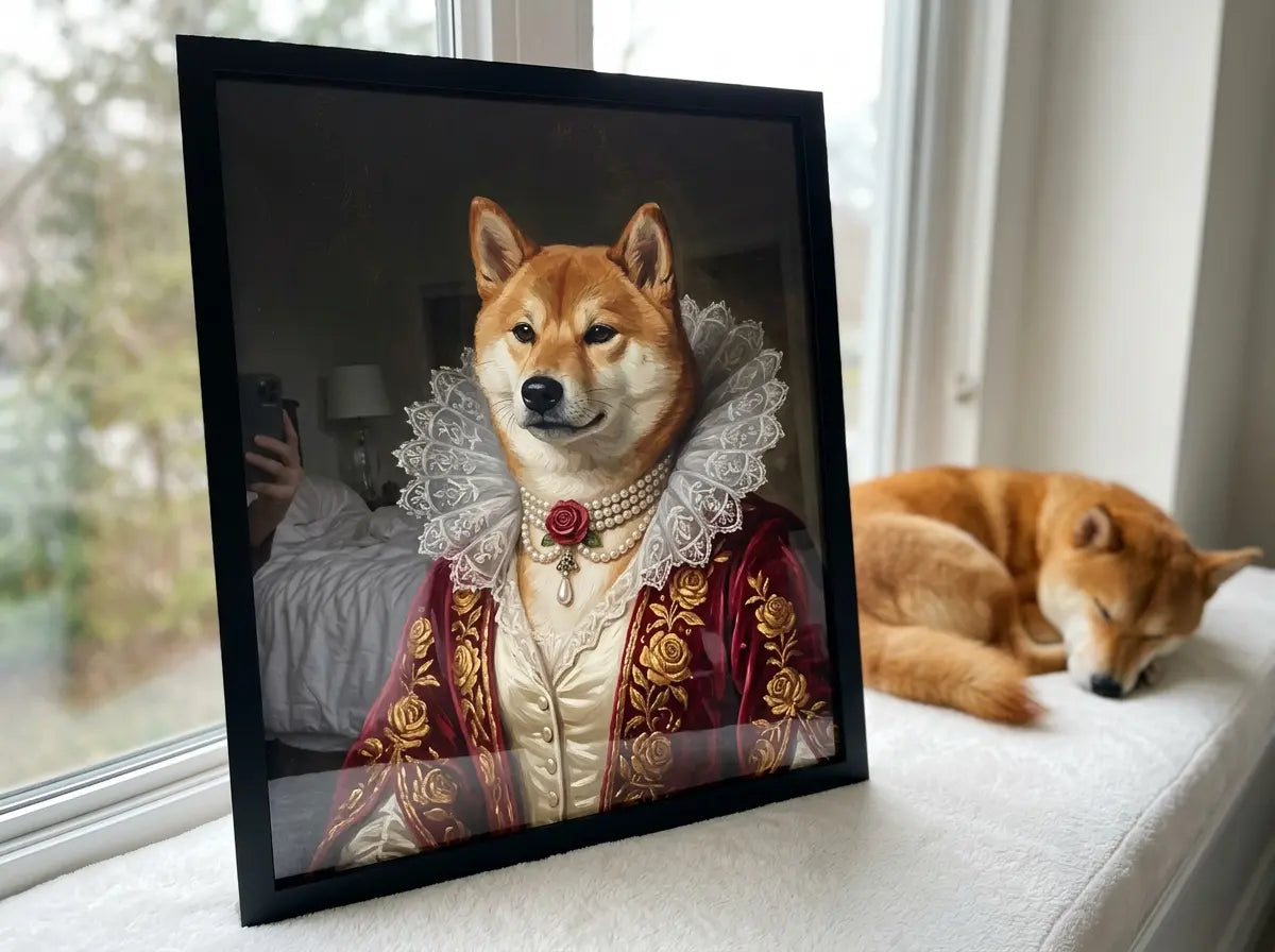 custom pet portrait rose queen royal rose petals pet canvas art alt202607041808 2