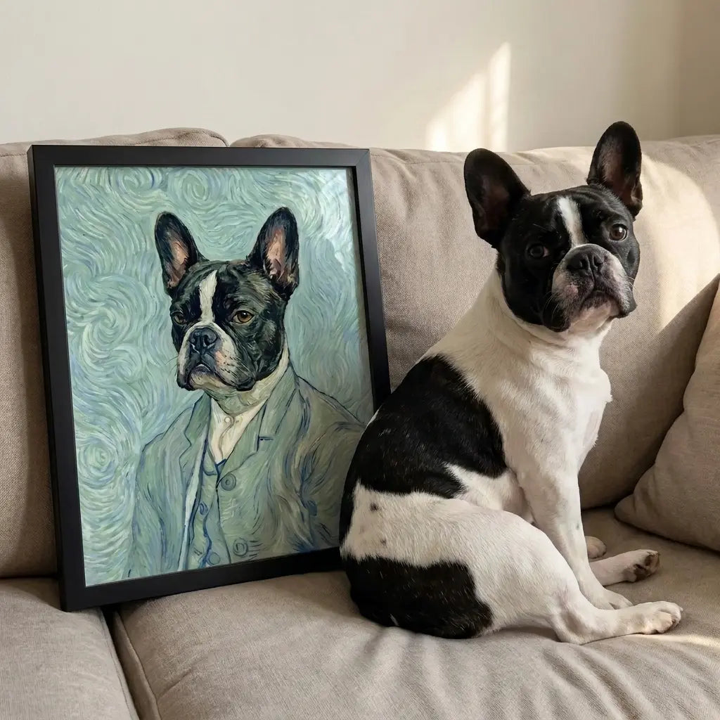 custom pet portrait van gogh self portrait post impressionist canvas dog canvas art alt202607071235 — view 3