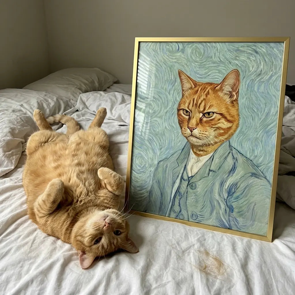 custom pet portrait van gogh self portrait post impressionist canvas pet canvas art alt202607071229 — view 2
