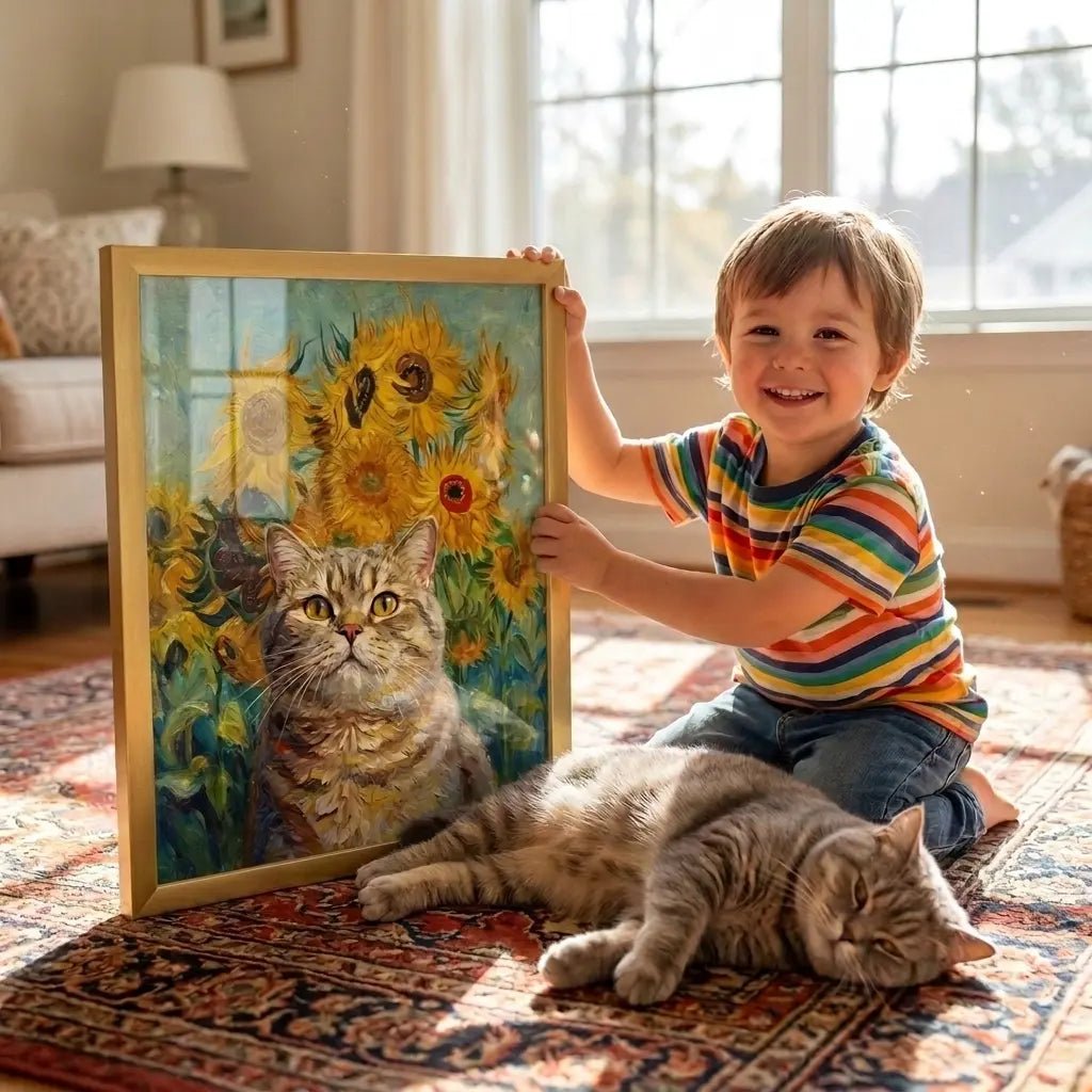 custom pet portrait van gogh sunflower impressionist sunflower pet canvas art alt202607051957