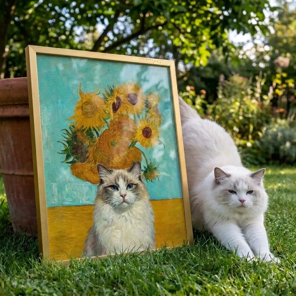 custom pet portrait van gogh sunflower impressionist sunflower pet canvas art alt202607052015 — view 2