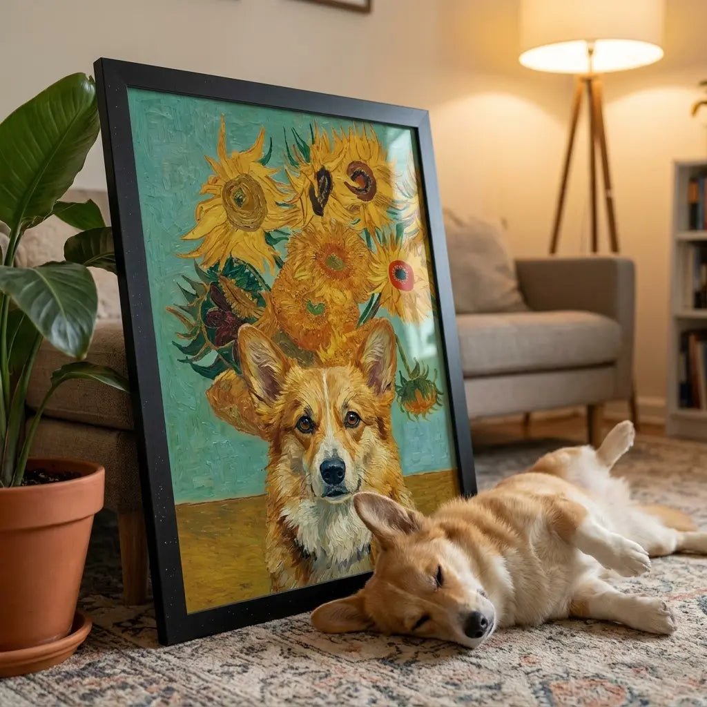 custom pet portrait van gogh sunflower impressionist sunflower pet canvas art alt202607052020 — view 4