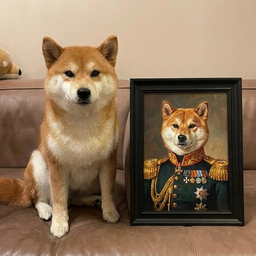 custom shiba inu general oil painting_webp — view 3