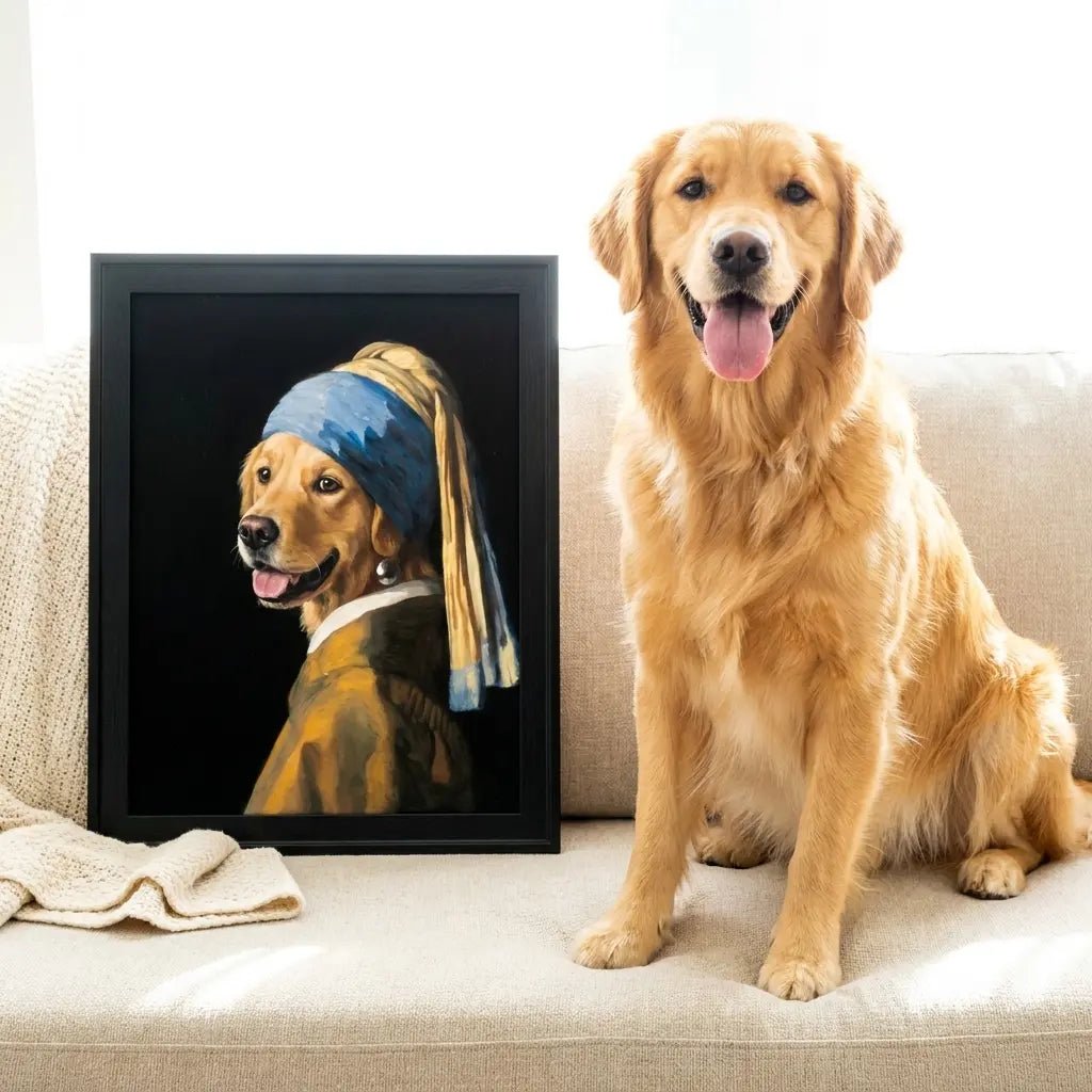 pearl girl pet portrait custom pet oil painting cat pearl pendant ugc review alt1 — view 4